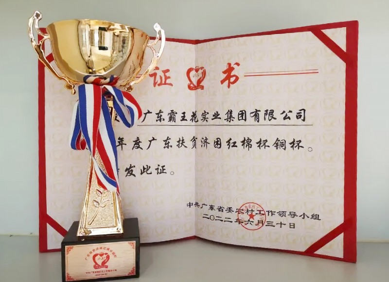 2022年7月18日，广东霸王花集团再次被授予2021年度广东扶贫济困红棉杯铜杯荣誉。
